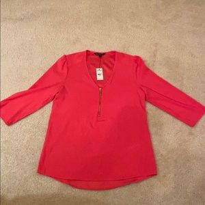 NWT Express Hot Pink blouse with gold zipper